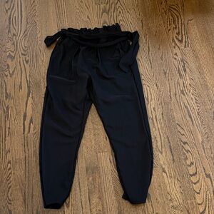 Black Paperbag Pants with Belt